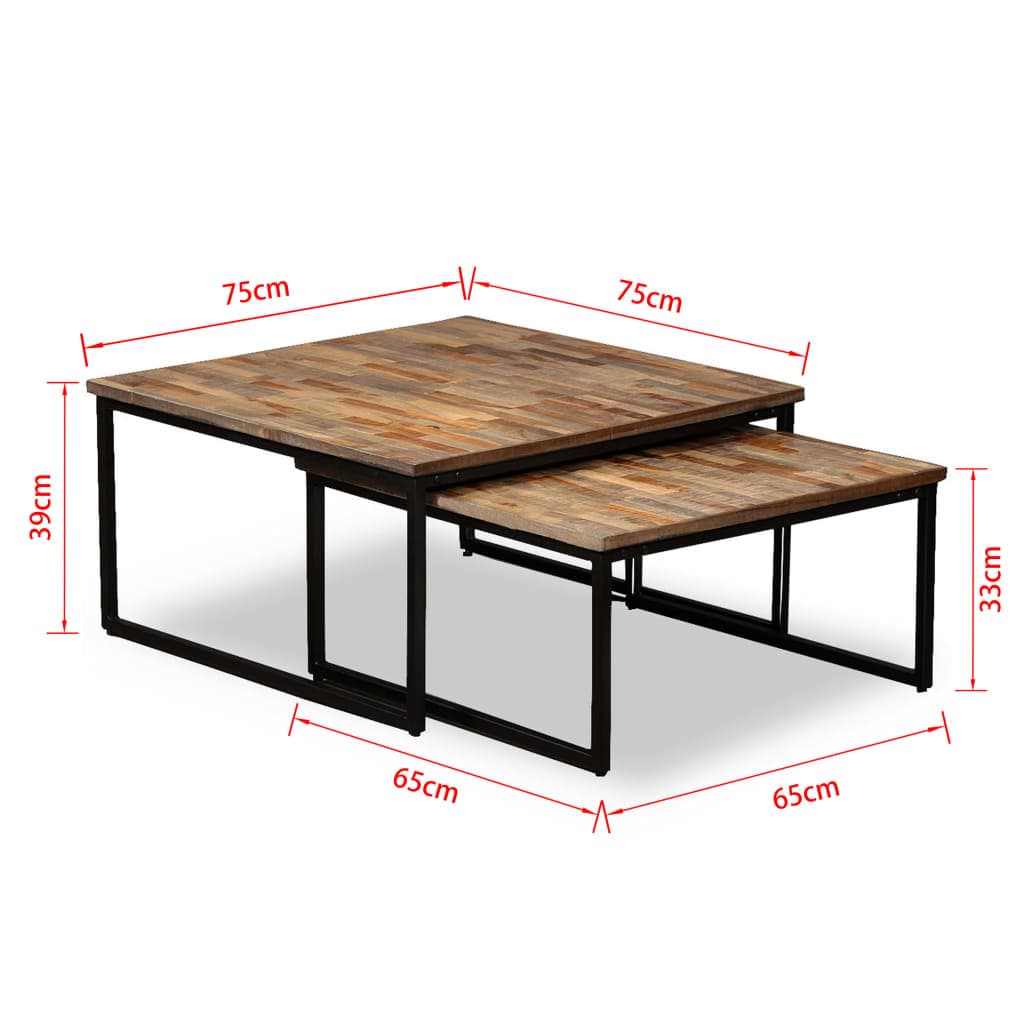 Nesttisch-Set aus recyceltem Teakholz, 2-teilig
