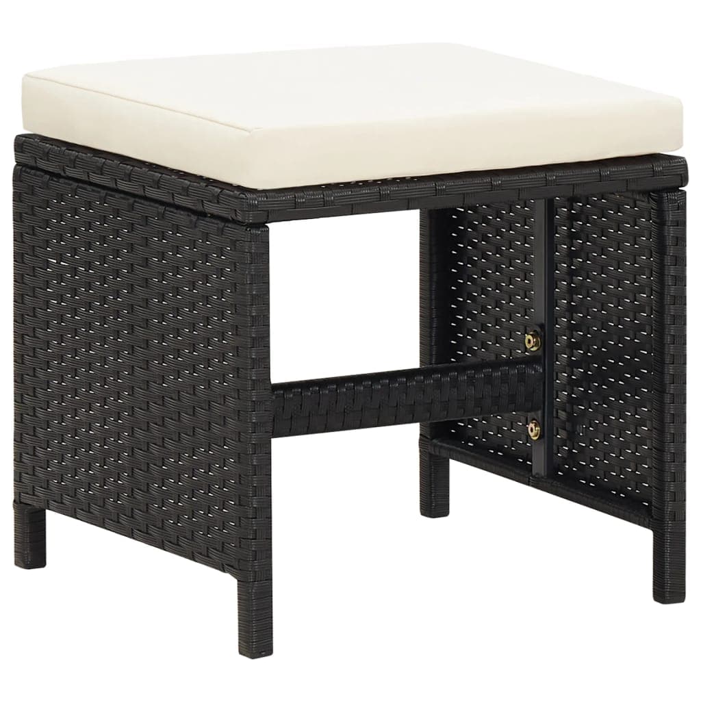 Gartenhocker 4er-Set mit Sitzkissen Polyrattan