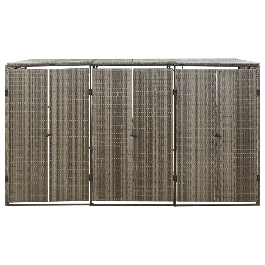Mülltonnenbox für 3 Tonnen, 207x Poly-Rattan