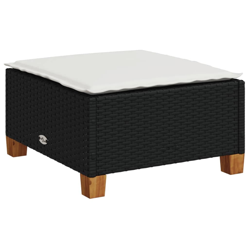 Sgabello da giardino con cuscino in polirattan, 63,5 cm