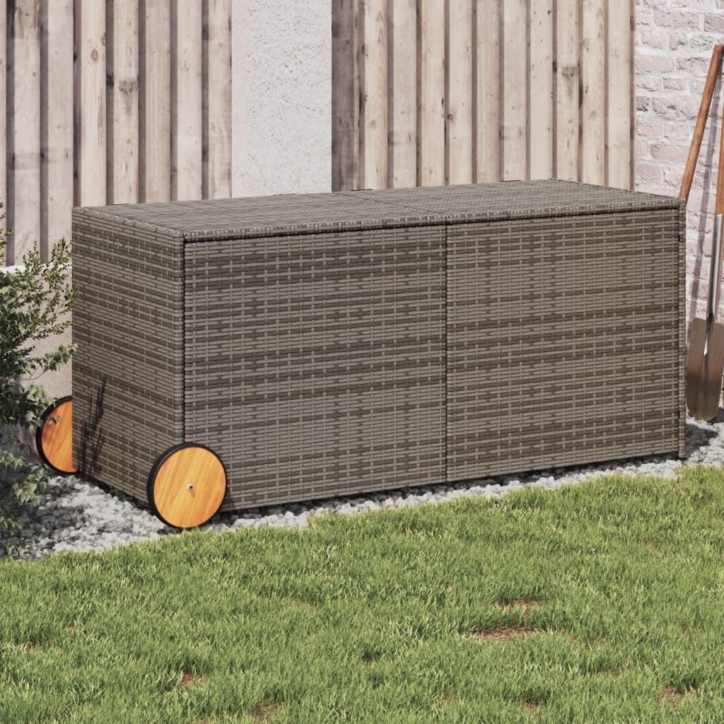 Box contenitore da giardino su ruote 283 L in poli-rattan