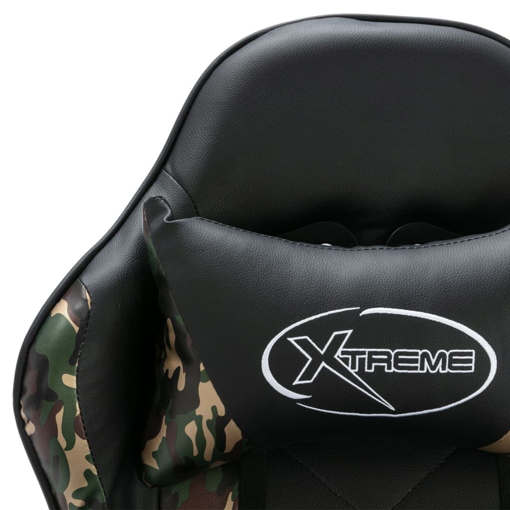 Chaise gaming simili cuir camouflage repose-pieds