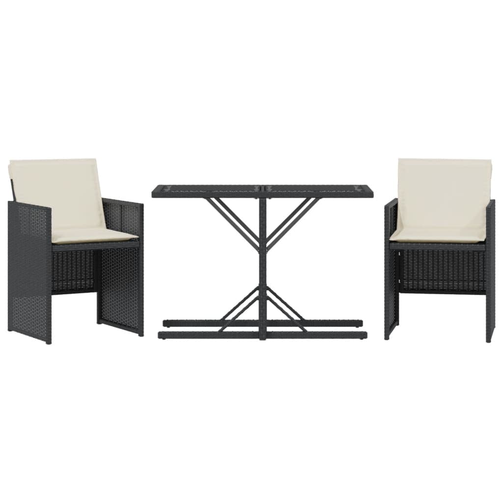 3-teiliges Bistro-Set Polyrattan mit Polstern