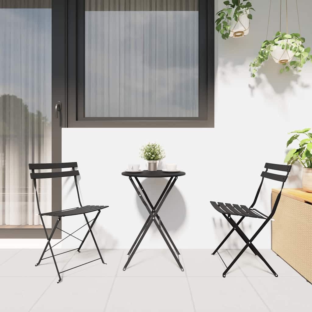 Set di 2 sedie da giardino pieghevoli antracite
