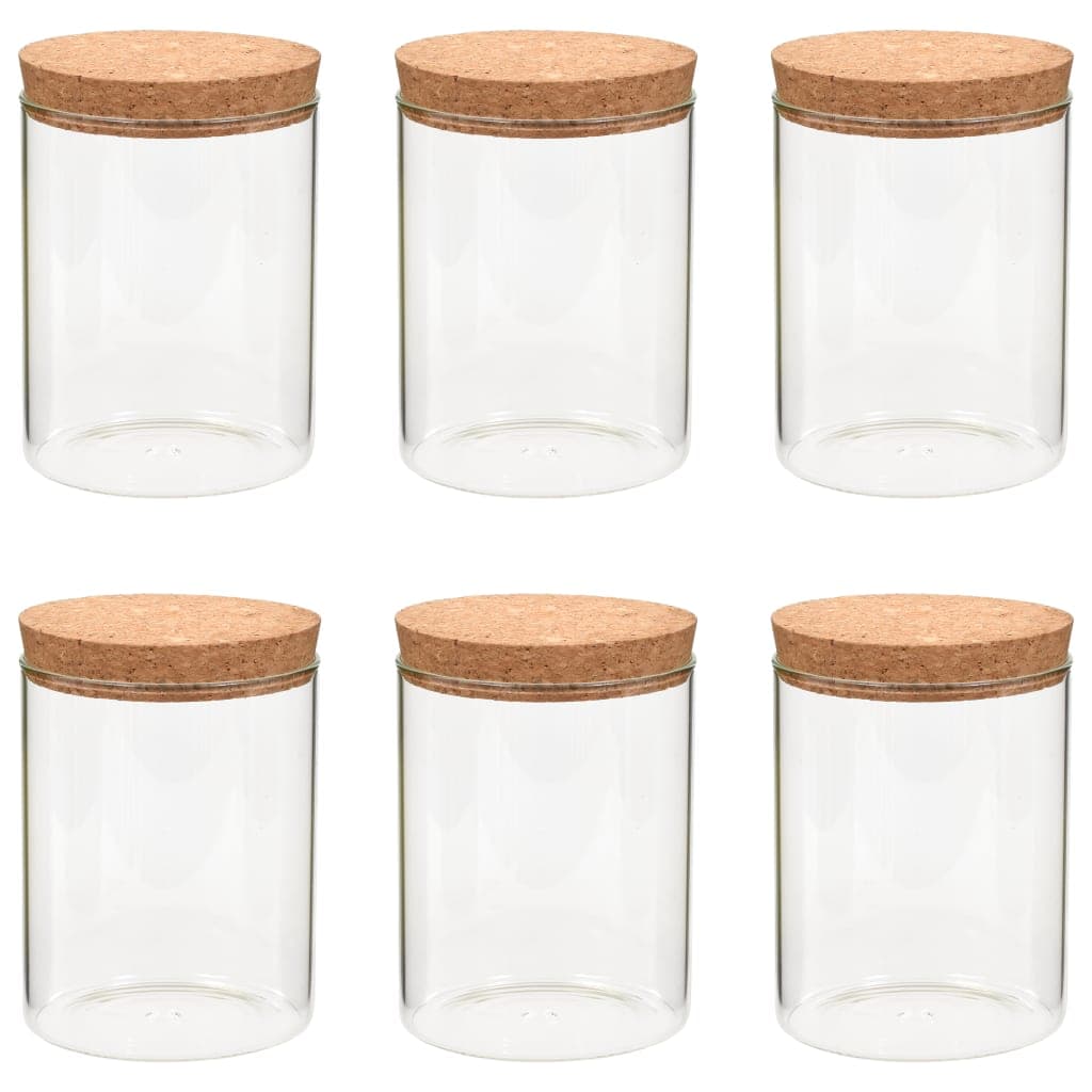 Bocaux conservation couvercle liège, 6 pcs, 650 ml