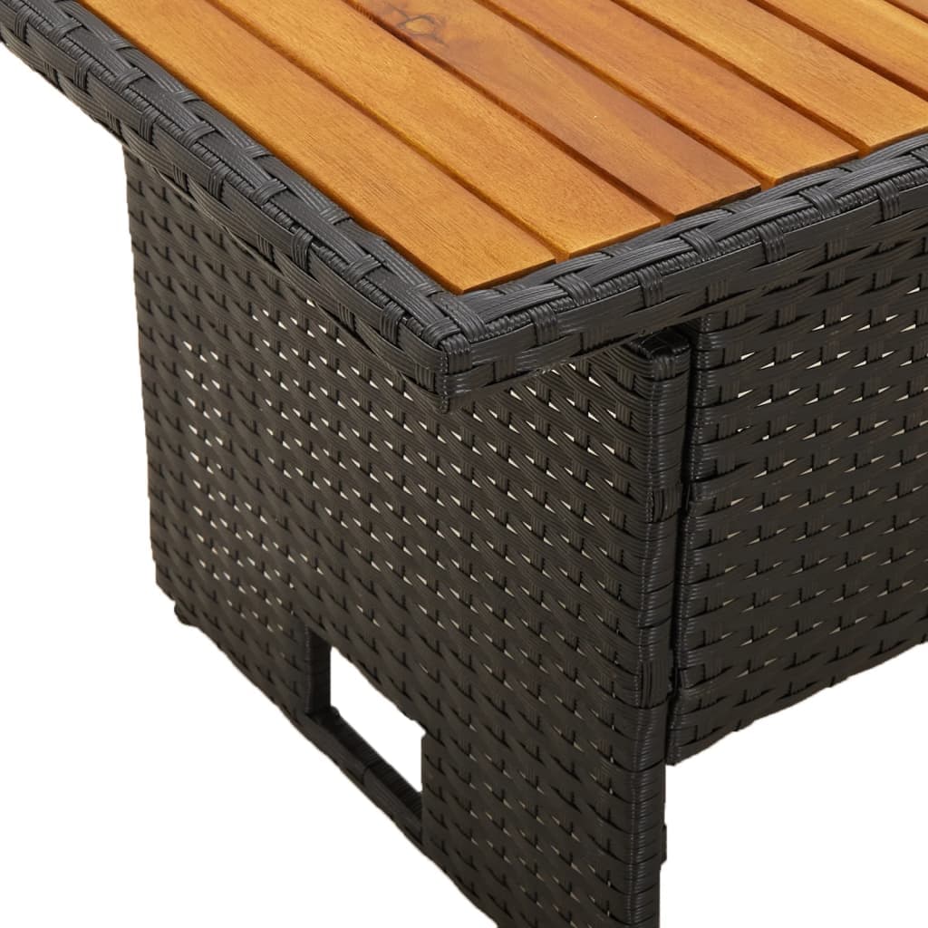 Tavolo da giardino 100x50x43/63 cm in legno di acacia e polirattan