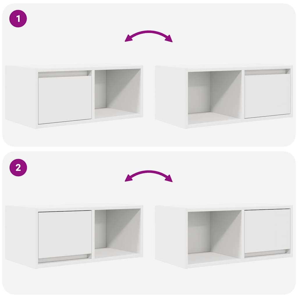 Ensemble de 2 meubles TV 60x31x25,5 cm en panneau de bois
