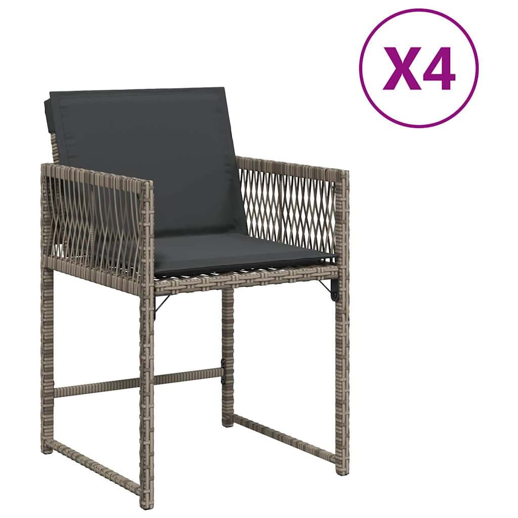 Set di 4 sedie da giardino in poli-rattan con cuscini