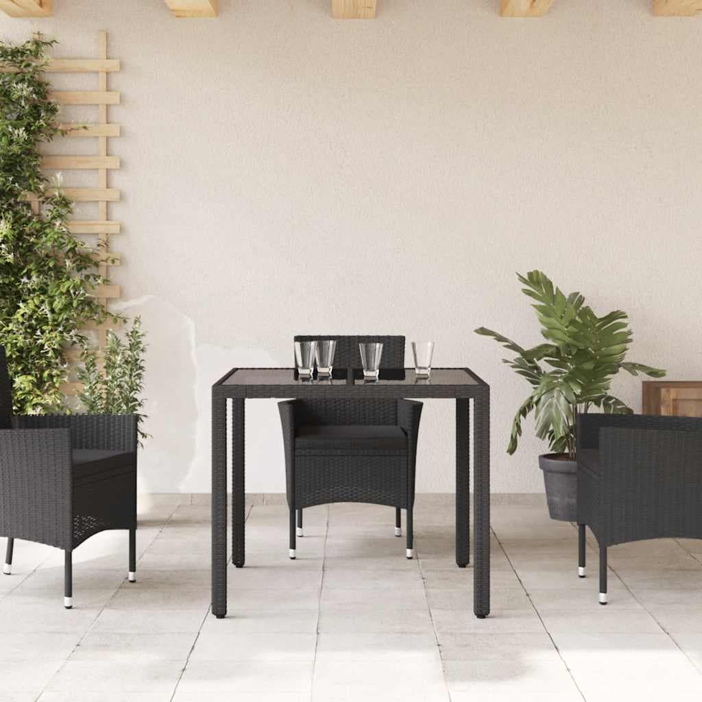 Tavolo da giardino rotondo 90 cm con piano in vetro e polirattan