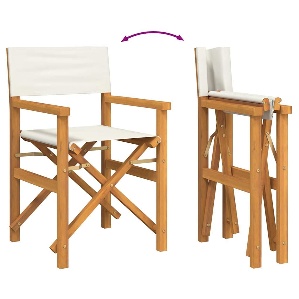 Faltbarer Regiestuhl massives Teakholz Creme