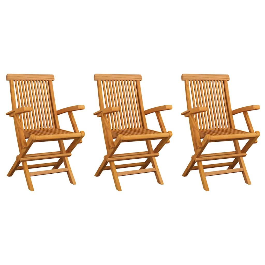 3er-Set Gartenstühle massives Teakholz