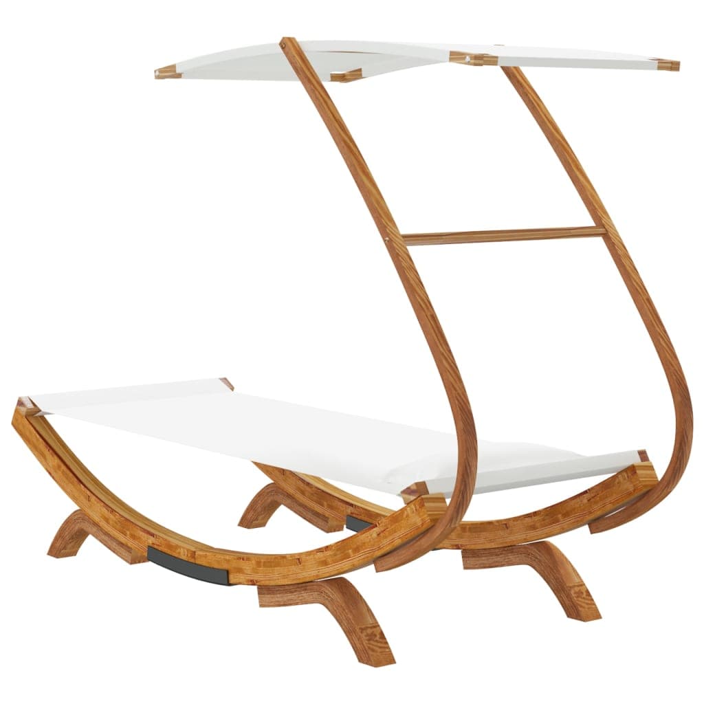Lettino con copertura in legno curvato, color crema