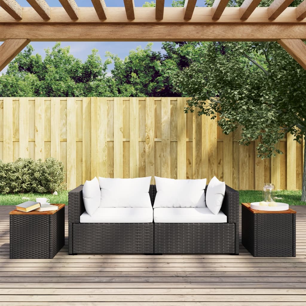 Set di 2 tavolini da giardino in polirattan, 55 cm