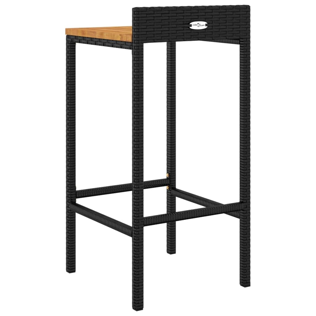 Barhocker 2er-Set Poly-Rattan Massivholz