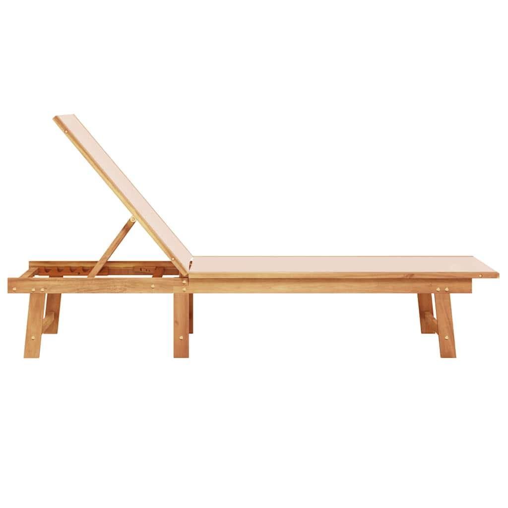 Akazienholz Sonnenliege Textilene Creme