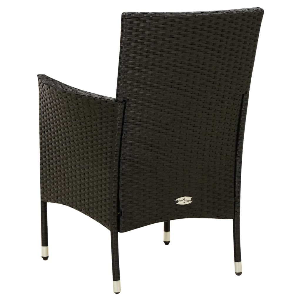 Gartenstühle mit Polstern, 2 Stück, Poly-Rattan