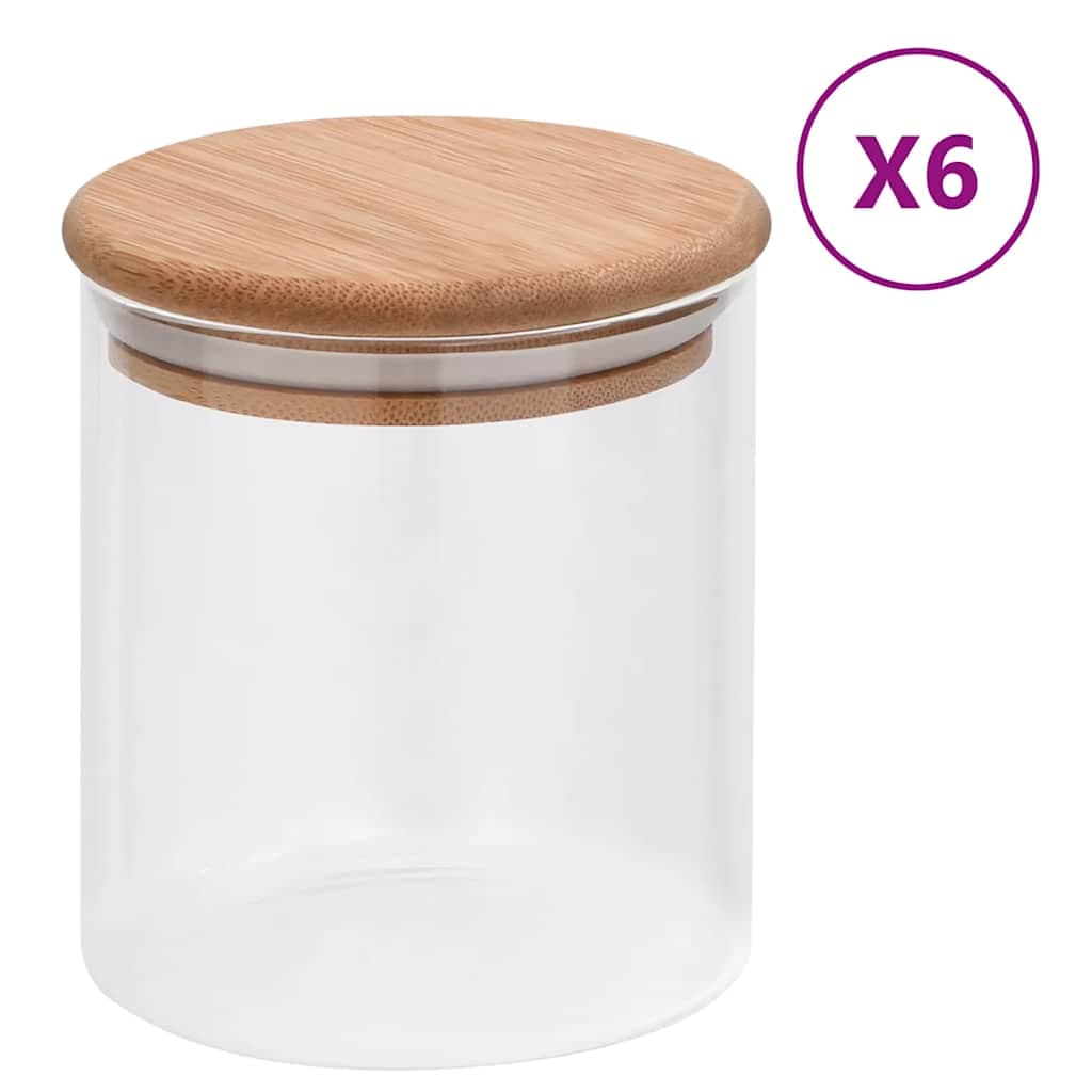Storage Jars with Bamboo Lid, 6 pcs, 600 ml