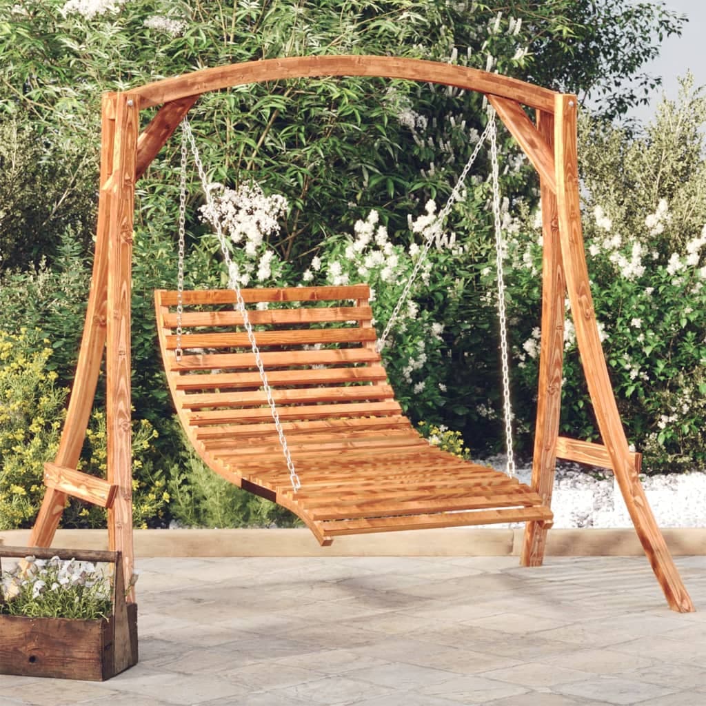 Gartenhängematte aus gebogenem Massivholz, Teak-Finish