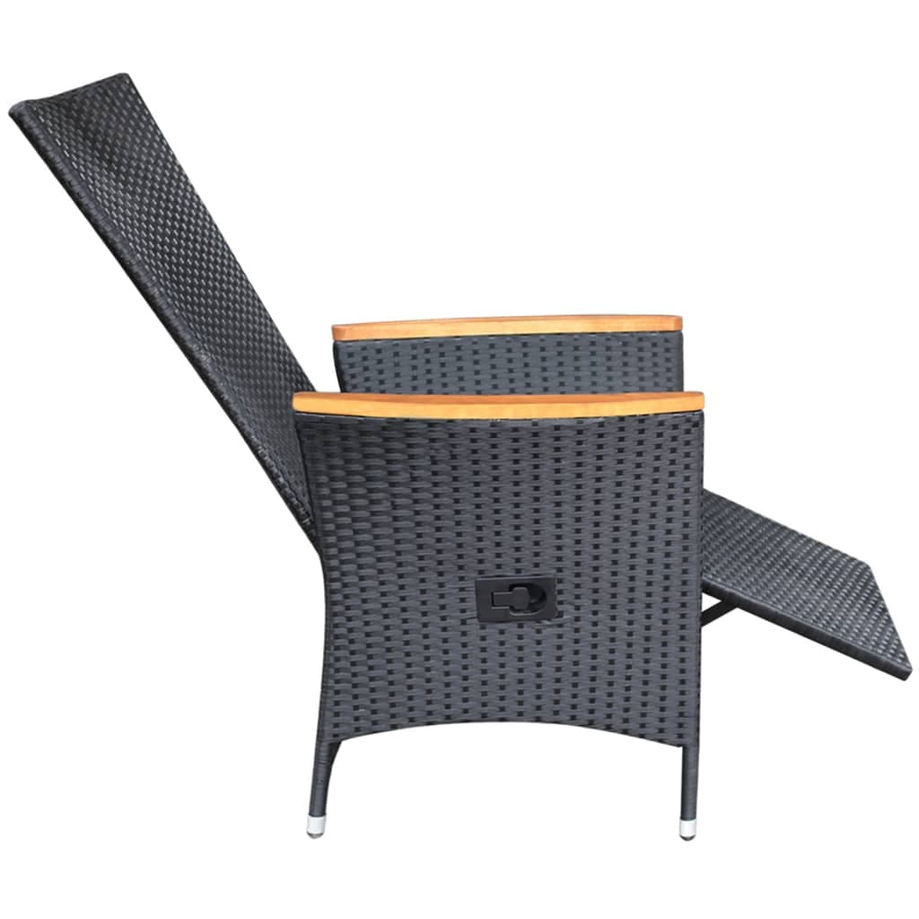 Set di 2 lettini in polirattan nero con cuscini