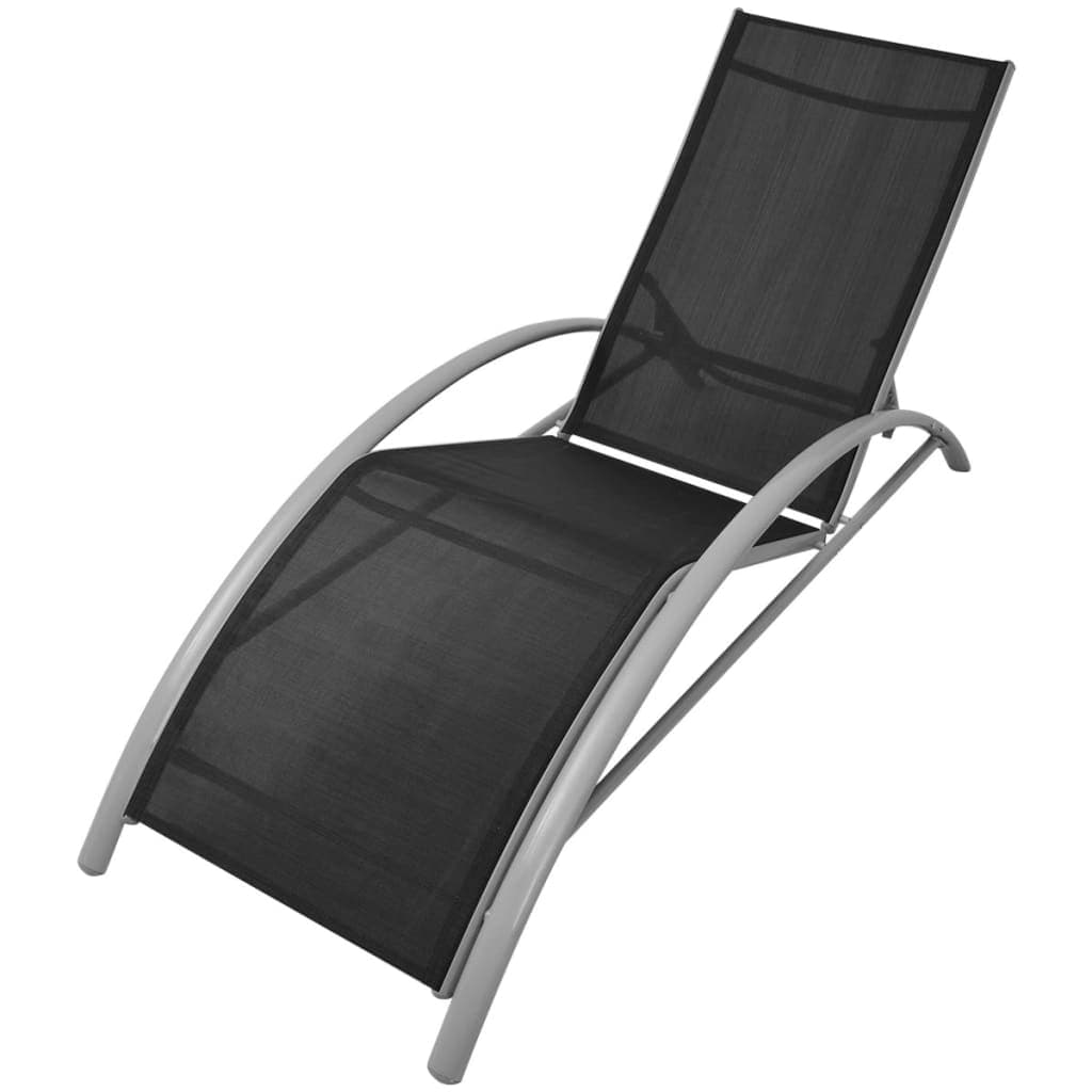 Lettini con ombrellone in alluminio nero