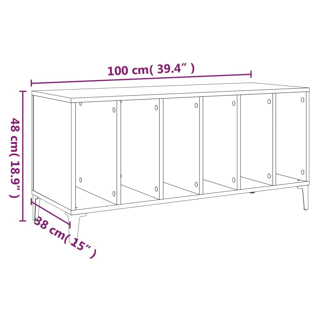 Schallplattenschrank Betongrau 100x38x48