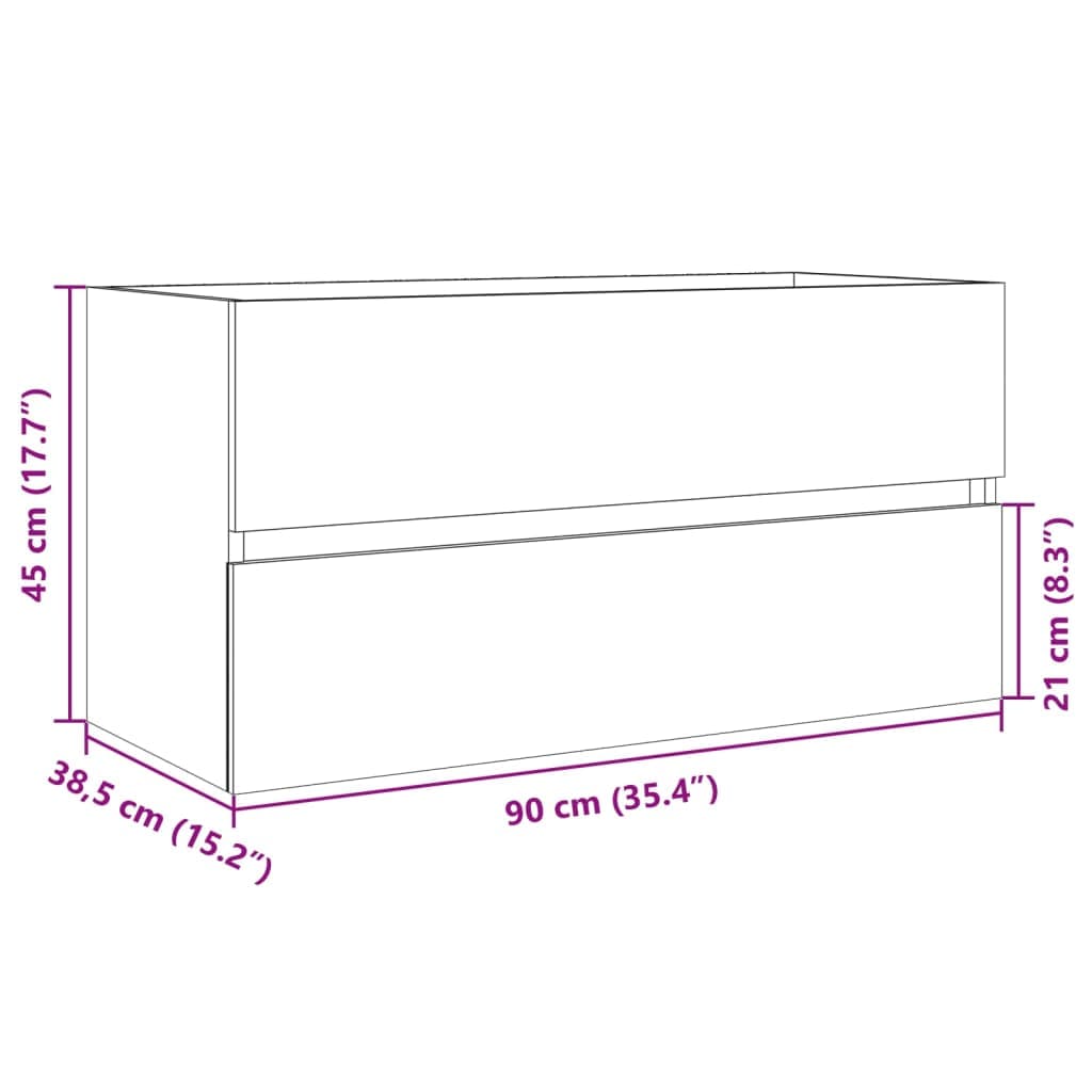 Waschbeckenunterschrank Sonoma Eiche 90x38,5x45 cm