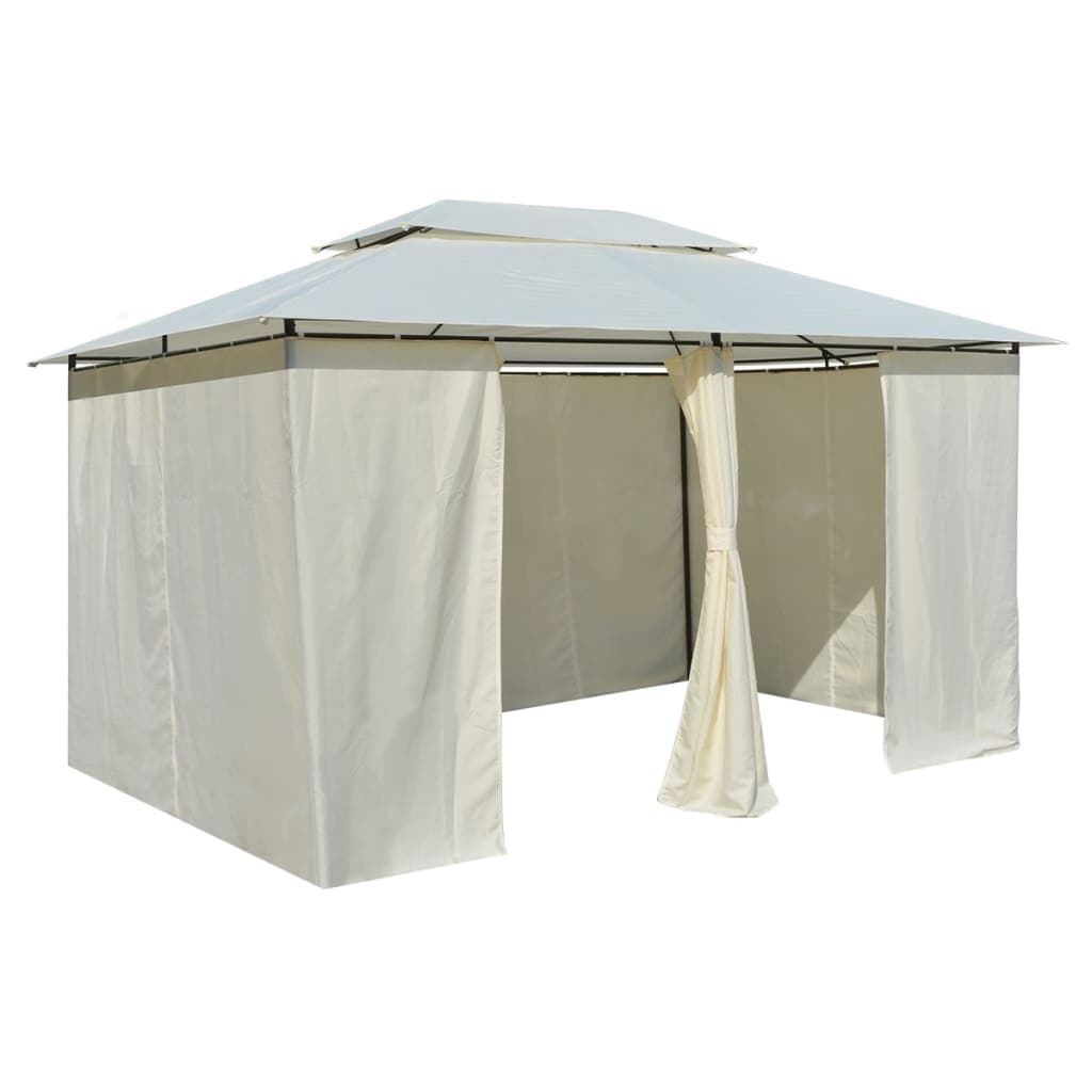 Gazebo da giardino 4x3 m con tende, bianco