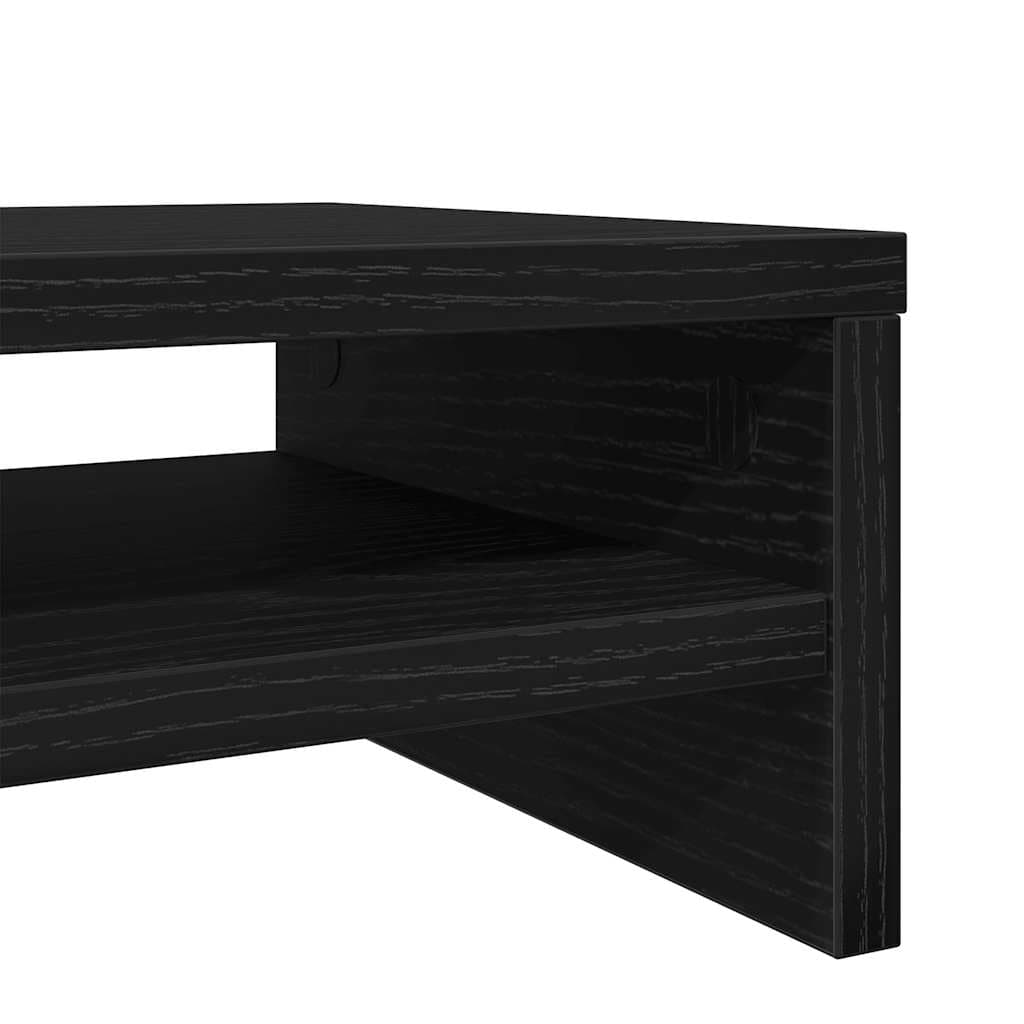 Support d'écran noir chêne 42x24x13 cm en panneau de bois