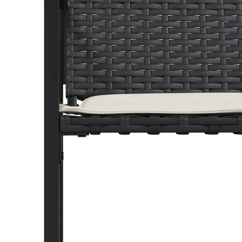 Set di 4 sedie da giardino in polirattan nero con cuscini