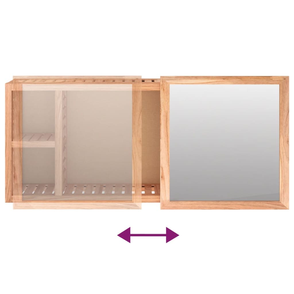 Massivholz Nussbaum Spiegel-Schrank 80x17x34 cm