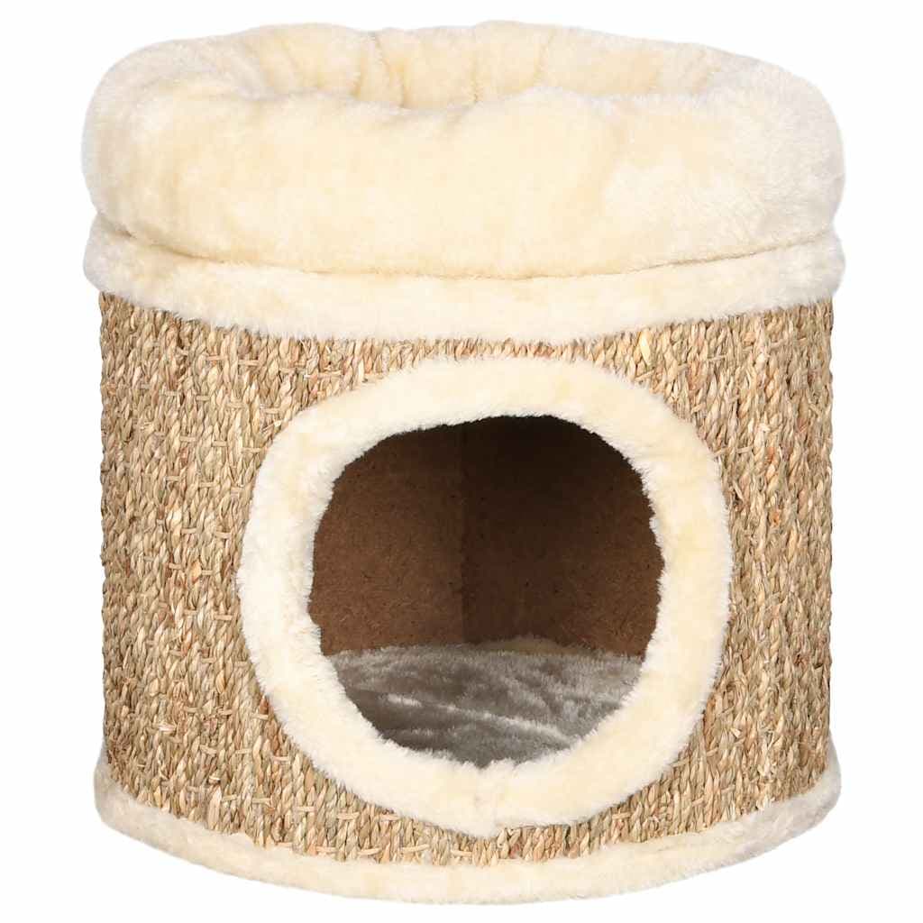 Katzenhaus mit Luxus-Katzenbett 33 cm Seegras
