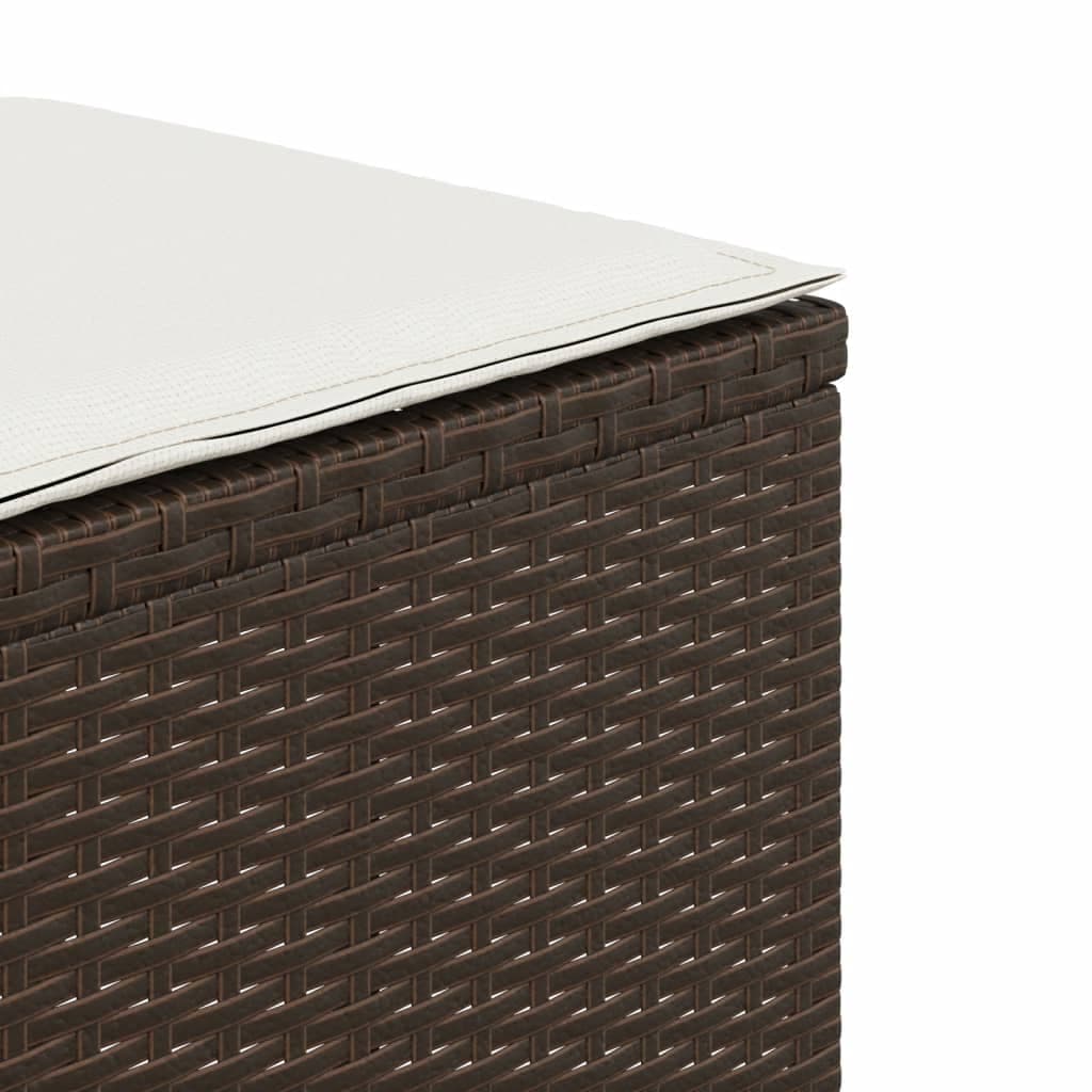 Set di 4 sgabelli da giardino con cuscini, poli-rattan marrone