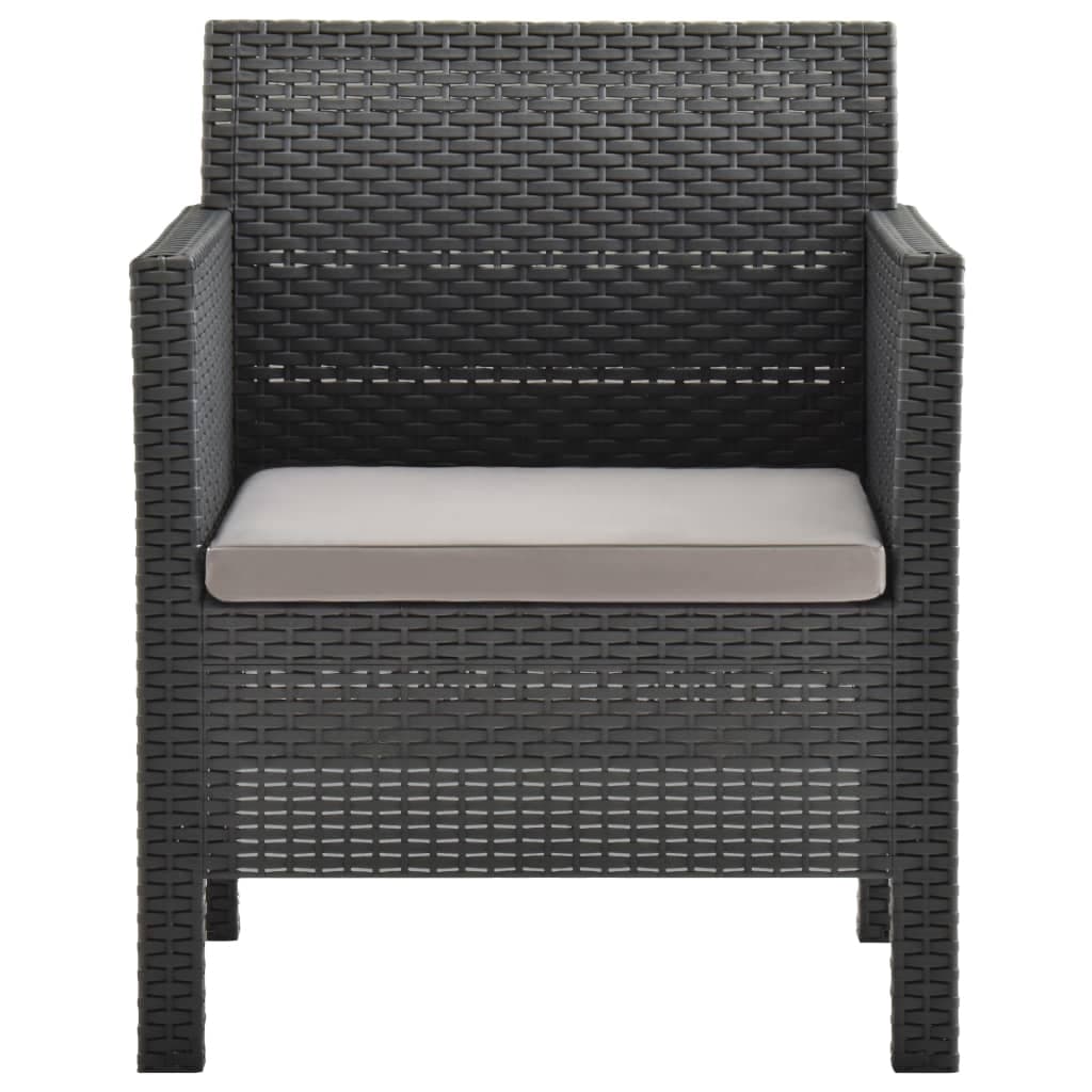 Sedia da giardino con cuscino antracite 63x65x76 cm in rattan PP