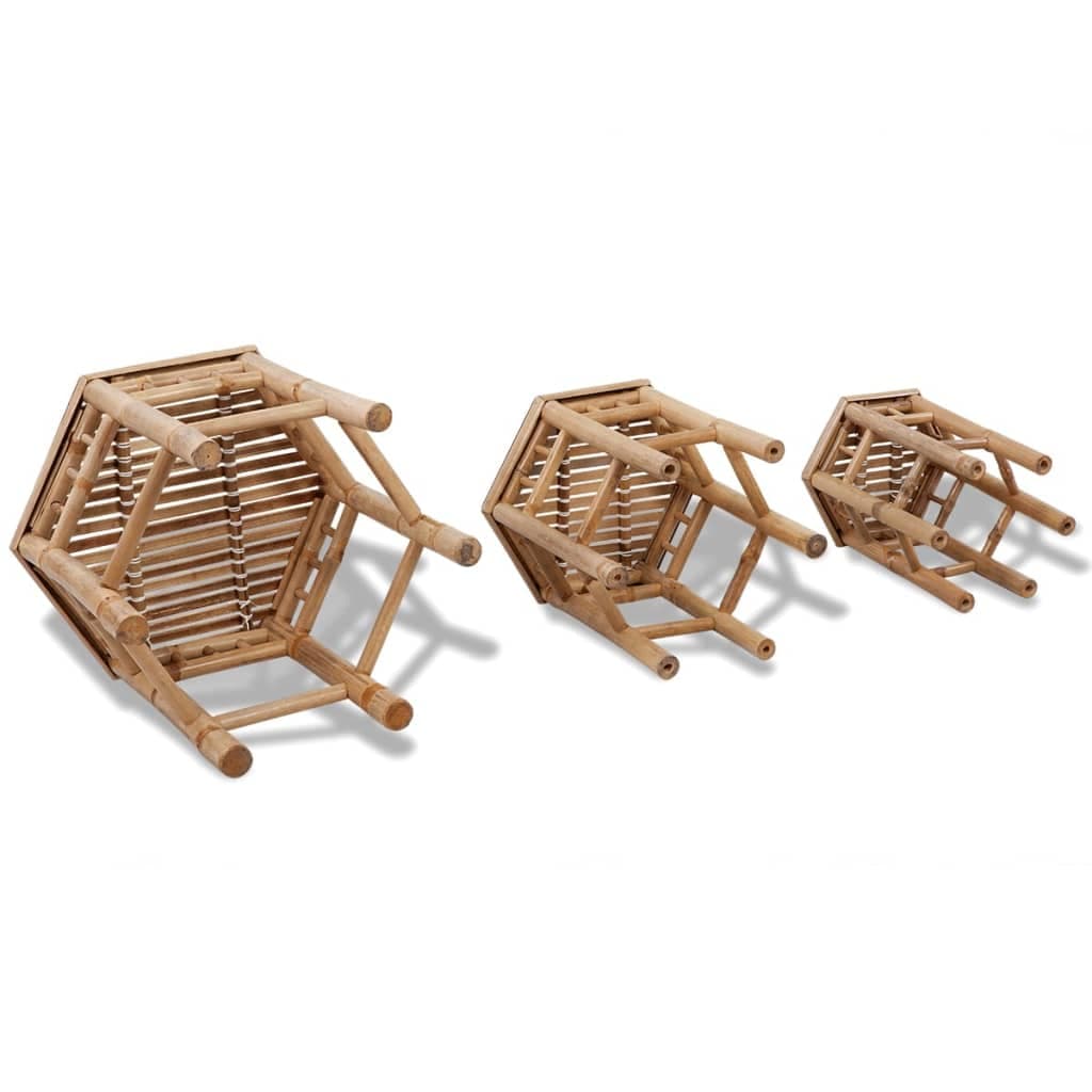 Bambus Gartenhocker 3er-Set modern