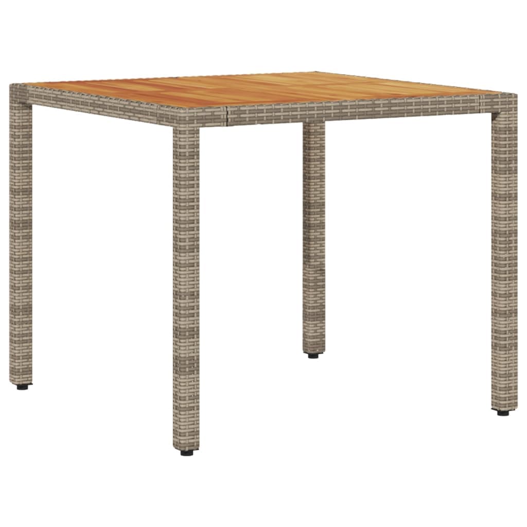 Tavolo da giardino con piano in acacia e struttura in polirattan
