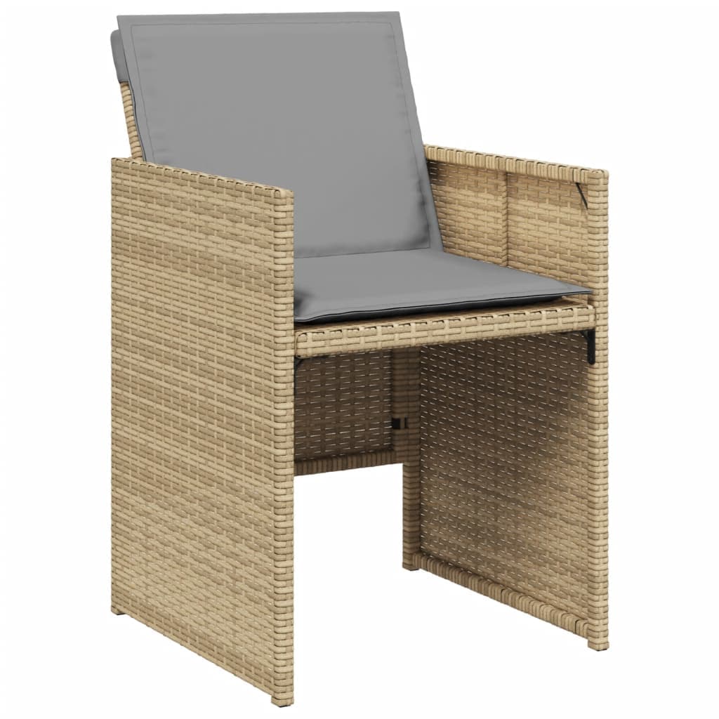 Gartenstühle mit Polstern, 4er-Set, Beige, Polyrattan