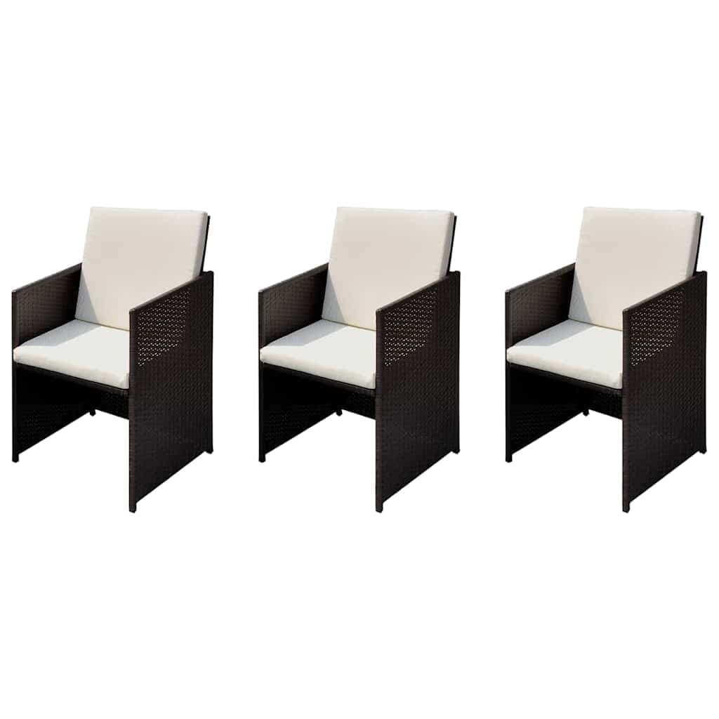 Set di 3 sedie da giardino marroni in polirattan