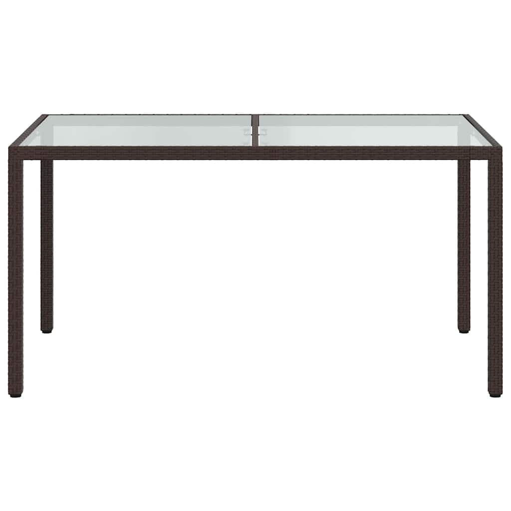 Gartentisch 150x90x75 cm Glas Polyrattan Braun
