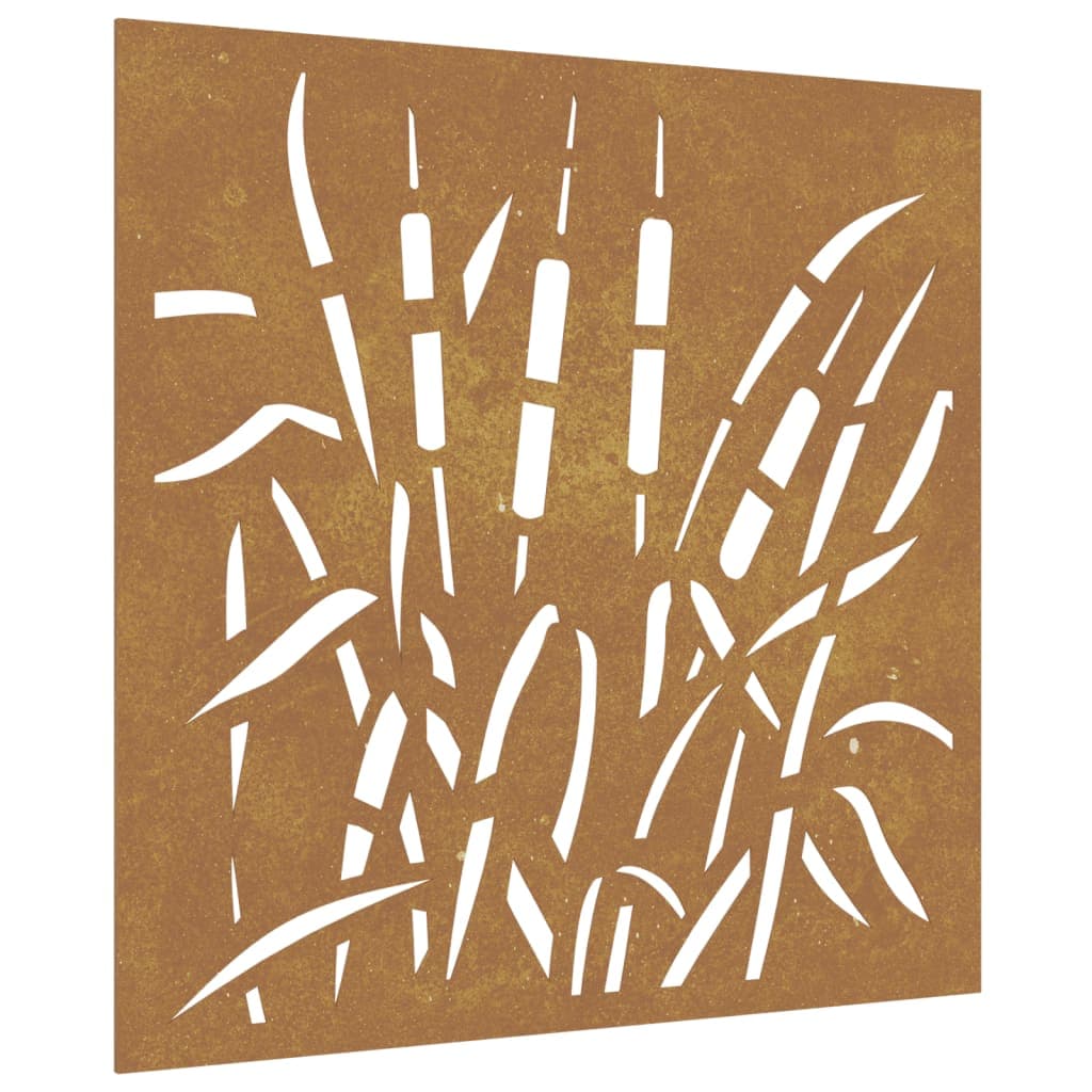 Gartenwanddeko 55x55 cm Cortenstahl Gras