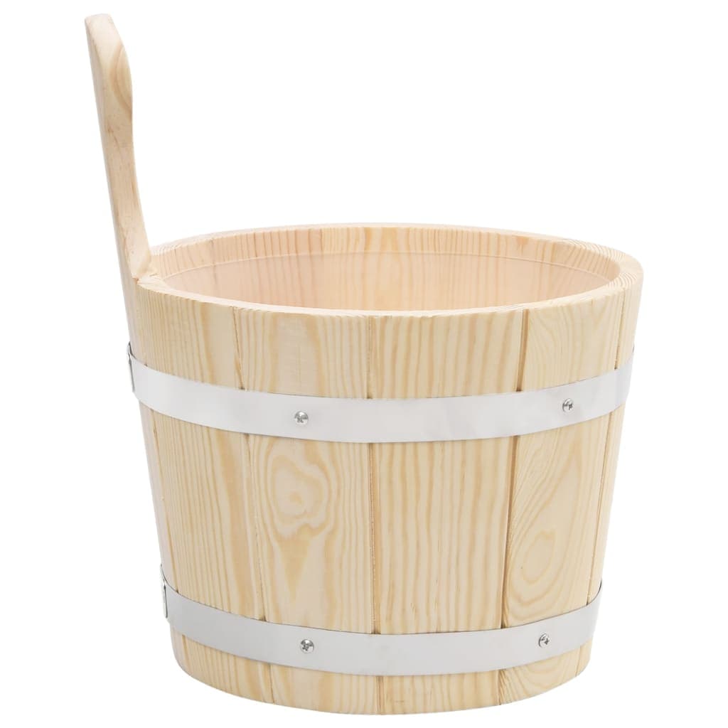 Seau et louche de sauna en bois massif pin
