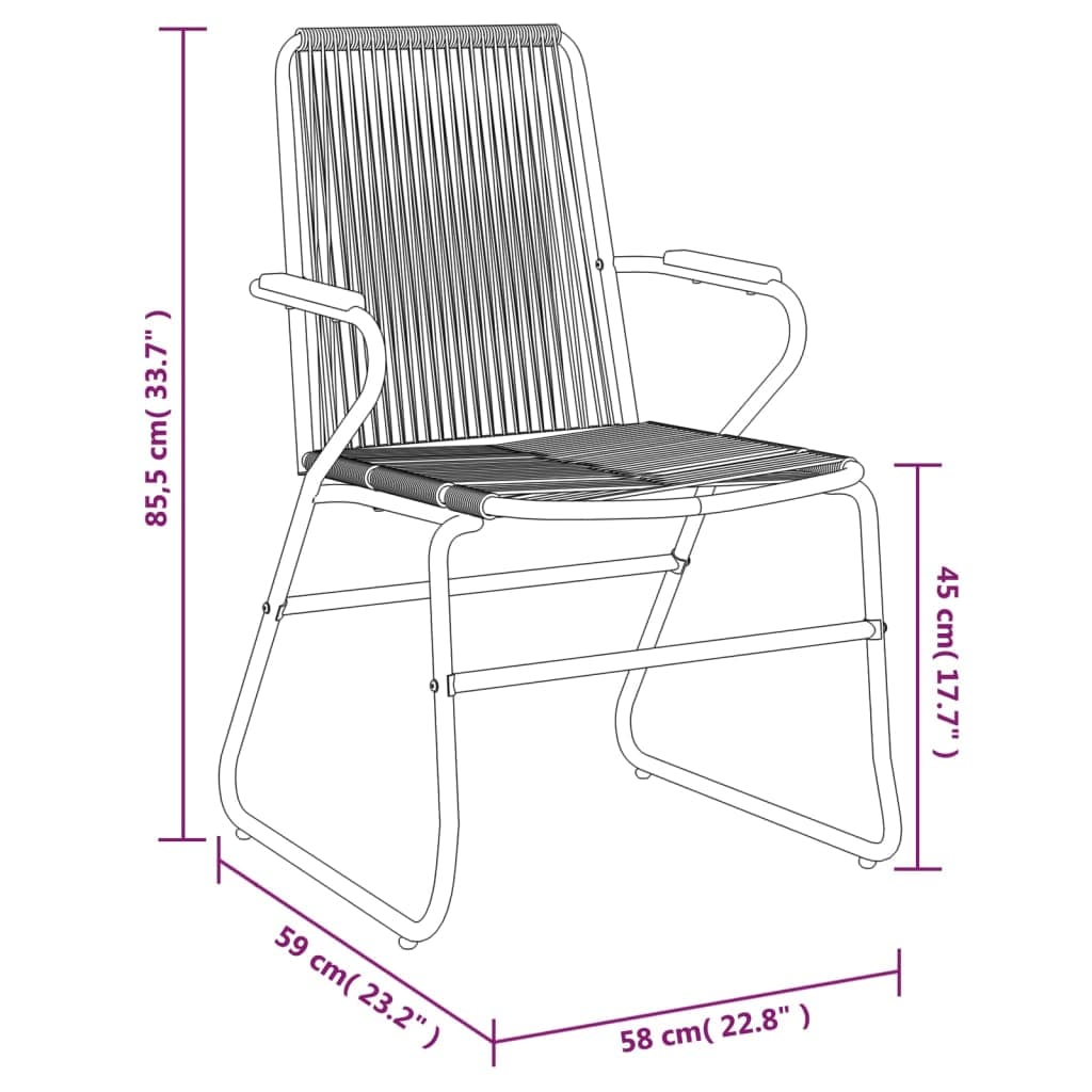 Set di 2 sedie da giardino in rattan PVC nero