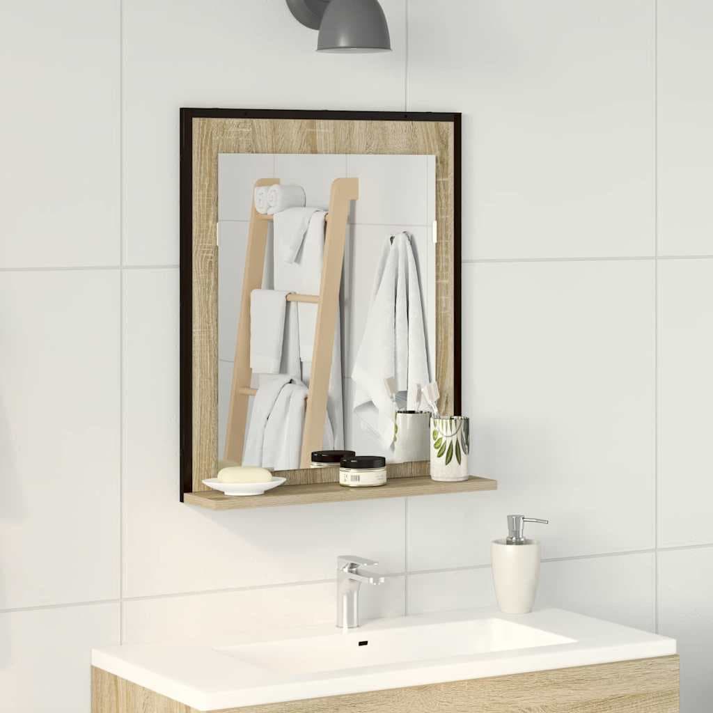 Espejo de baño Negro 50 x 12 x 60 cm Material a base de madera