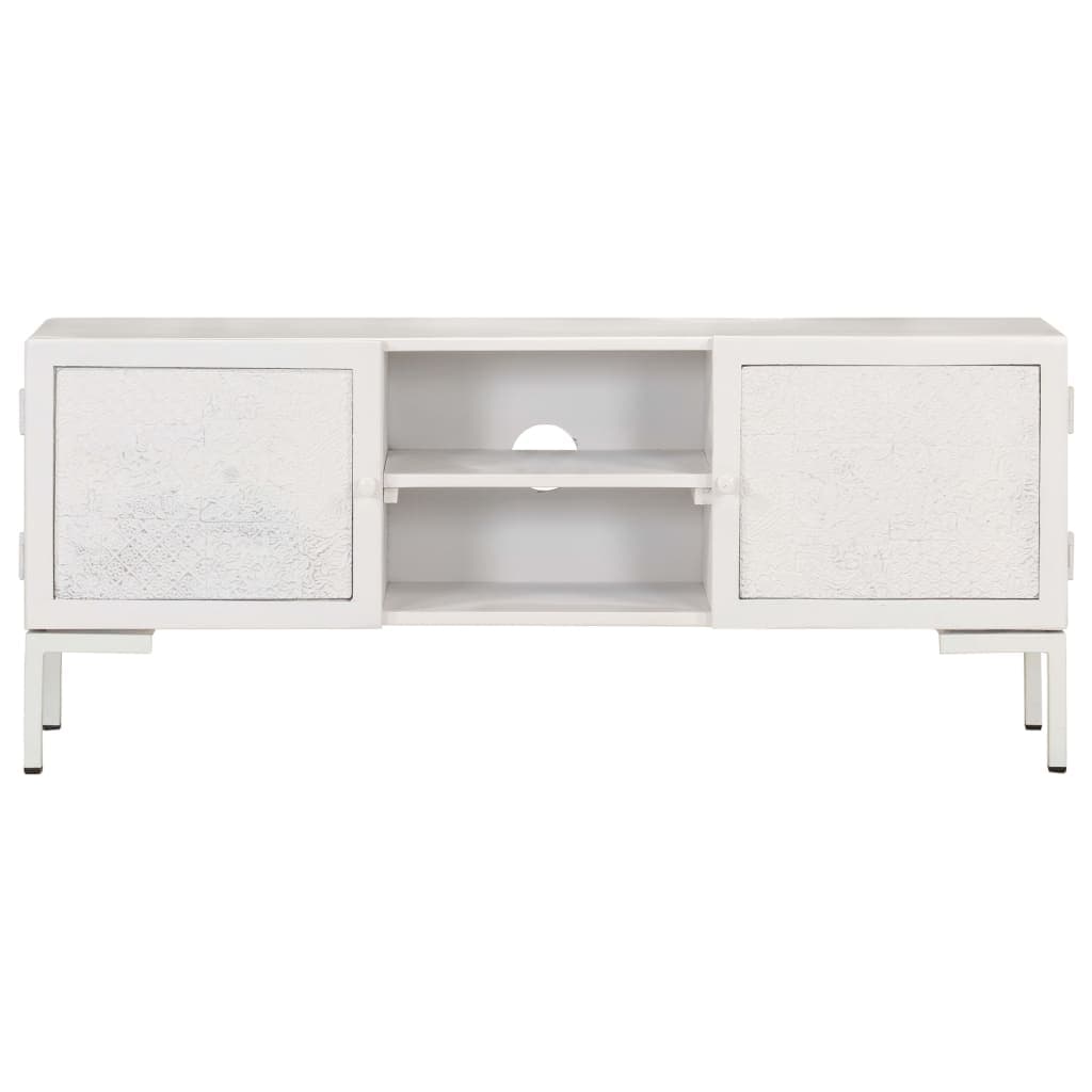 TV-Schrank Mangoholz massiv weiß 115 cm