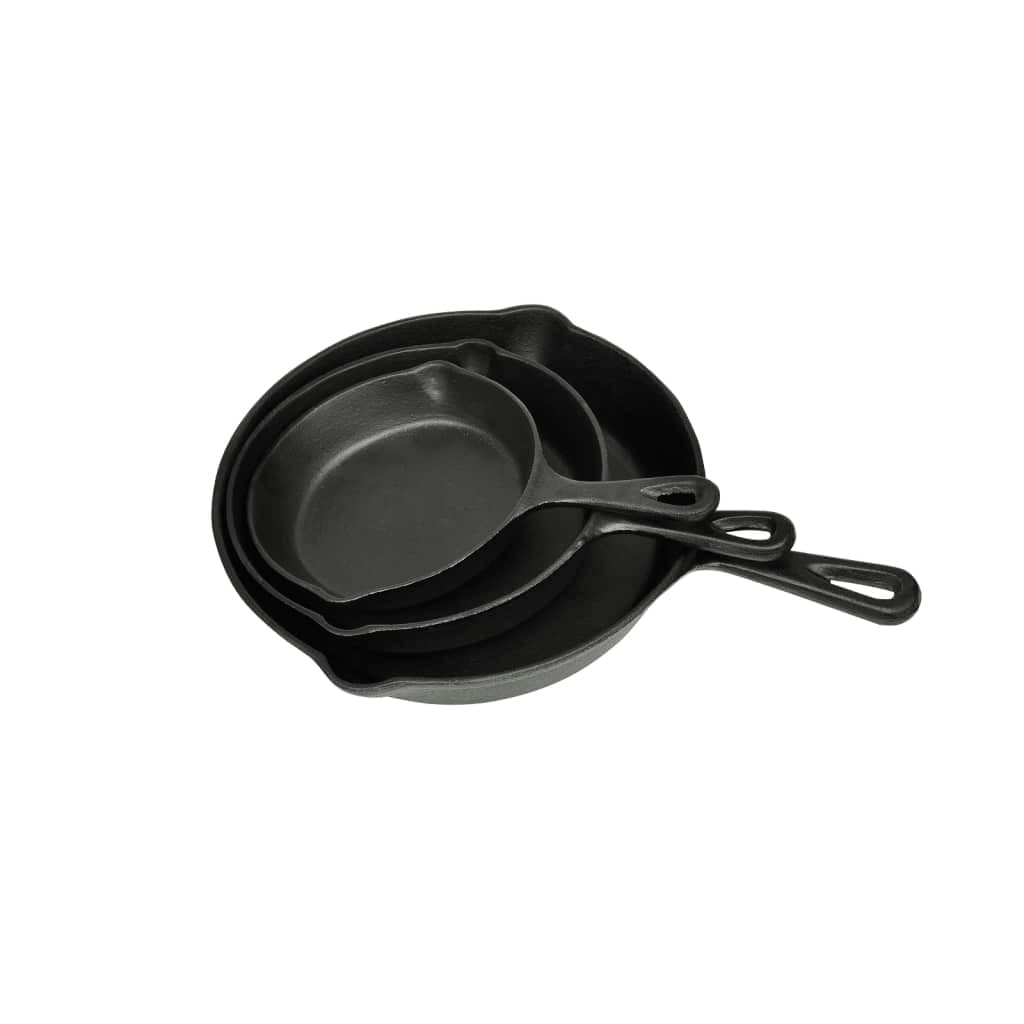 Cast Iron Steak Pan Set, 3-Piece, Durable