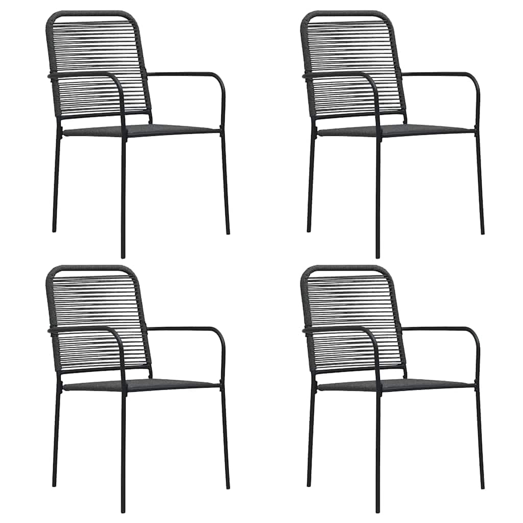 Gartenstühle 4er-Set Baumwollseil und Stahl Schwarz