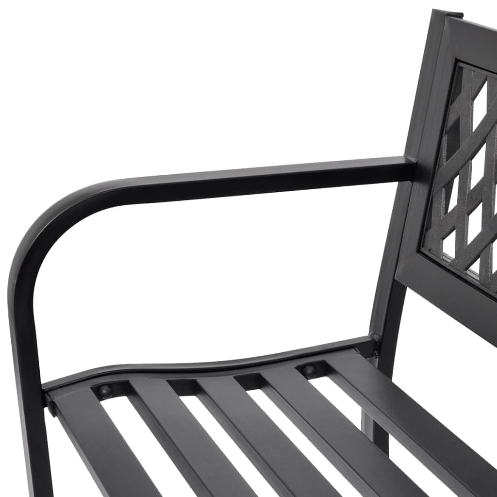 Panchina da giardino 118 cm in acciaio nero