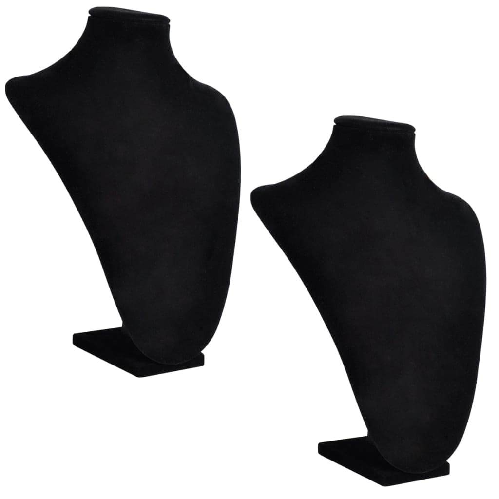 Schmuckbüste Flanell Schwarz 23x11,5x30 cm 2er