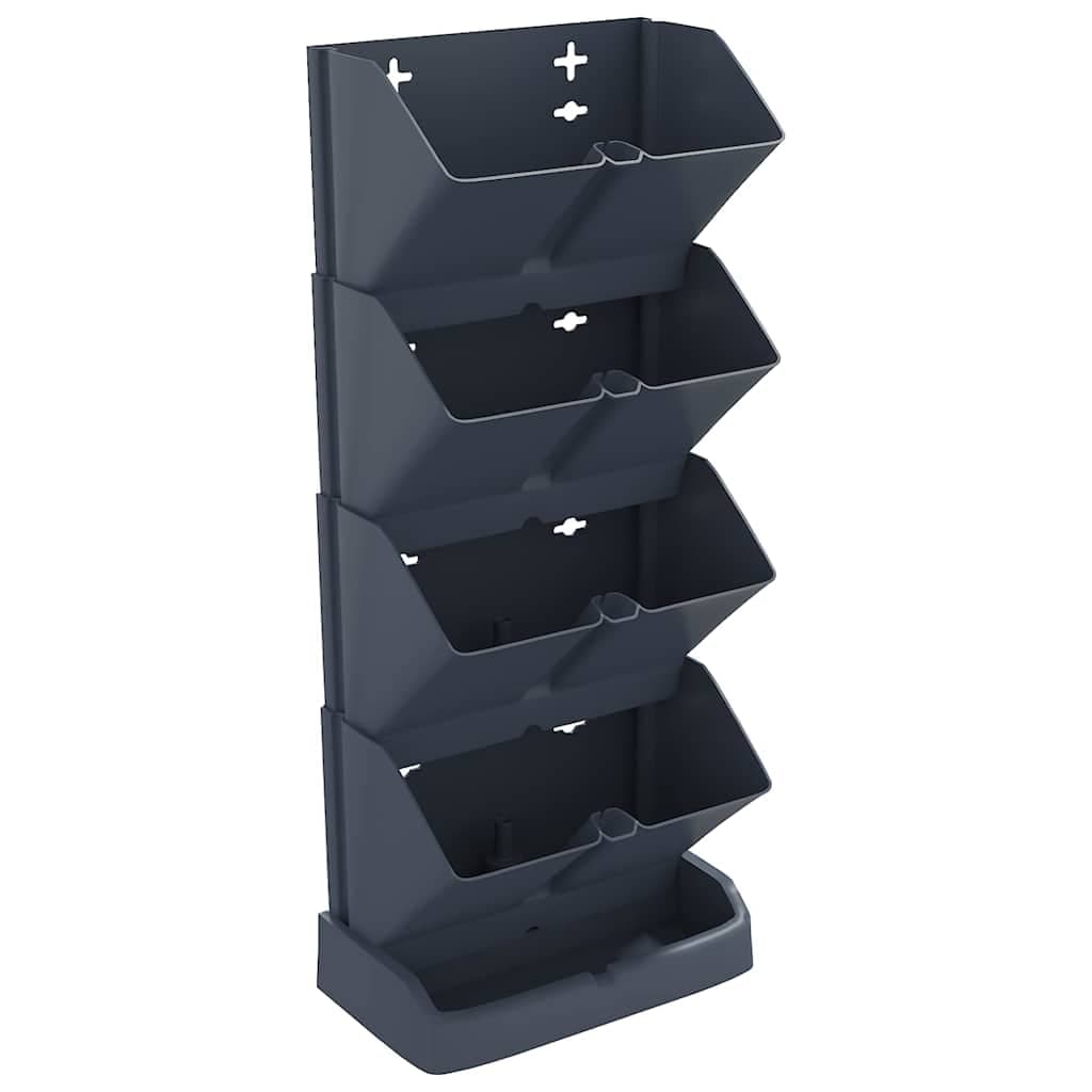 4-teiliges vertikales Pflanzgefäß-Set, anthrazit