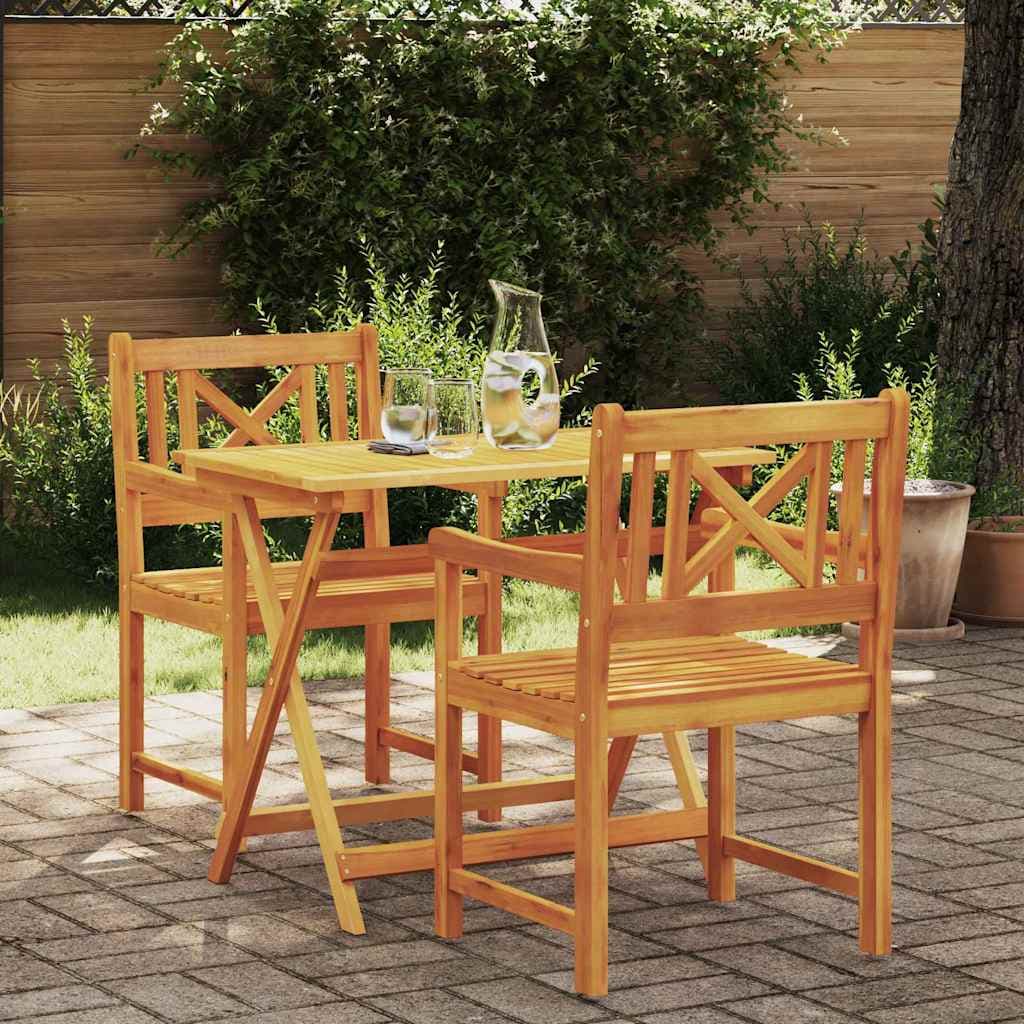 Set di 2 sedie da giardino in legno di acacia massello