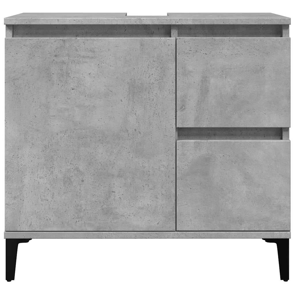 Lavabo con mobile in cemento grigio 65x33x60 cm legno
